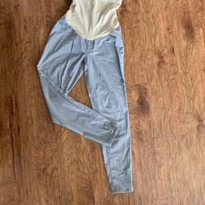 Grey Skinny Maternity Jeans-over the belly